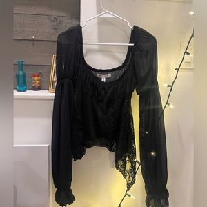 Urban Outfitters long sleeve black lace top